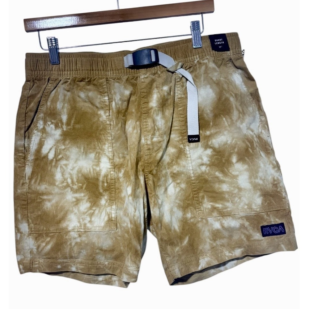RVCA Men's Tie Dye Civic Bleached Corduroy Shorts Belt Size Medium 17" New $76